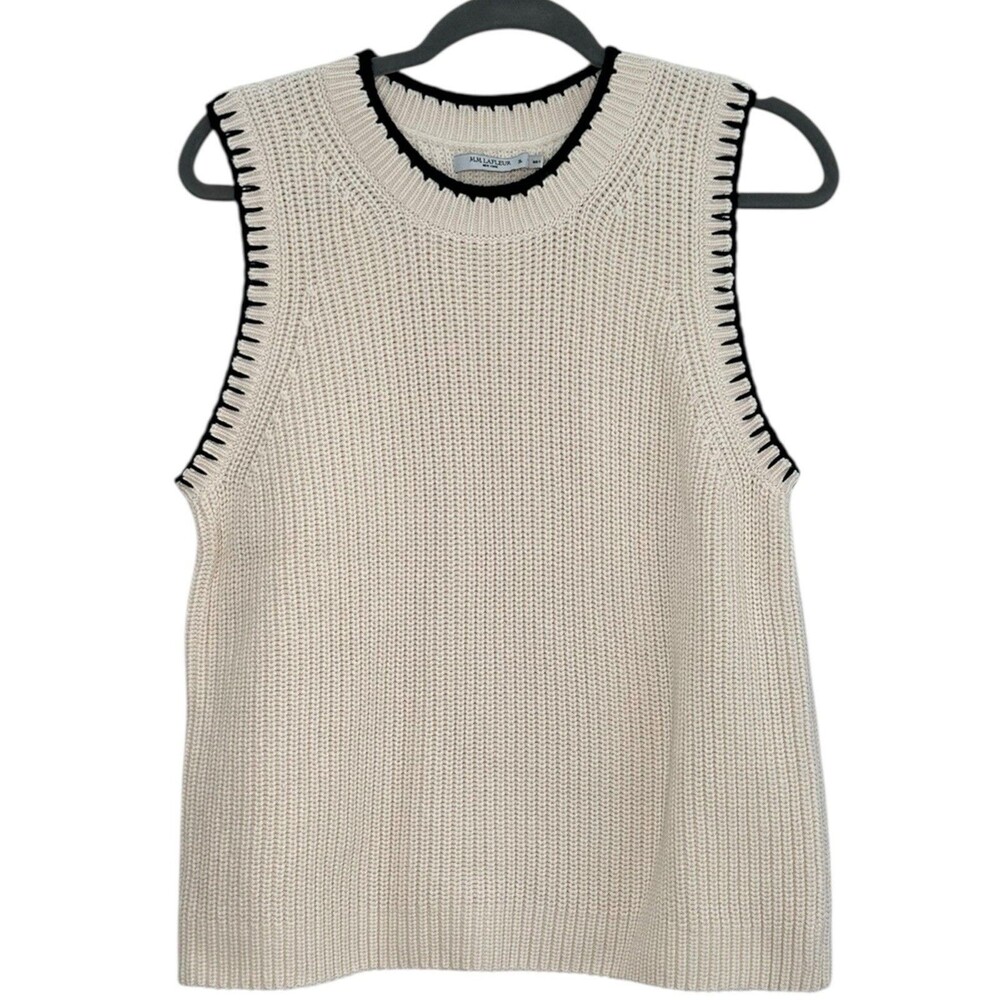 M.M. LaFleur Sleeveless Knit Sweater XL Cream Cotton Cashmere Luxury Capsule